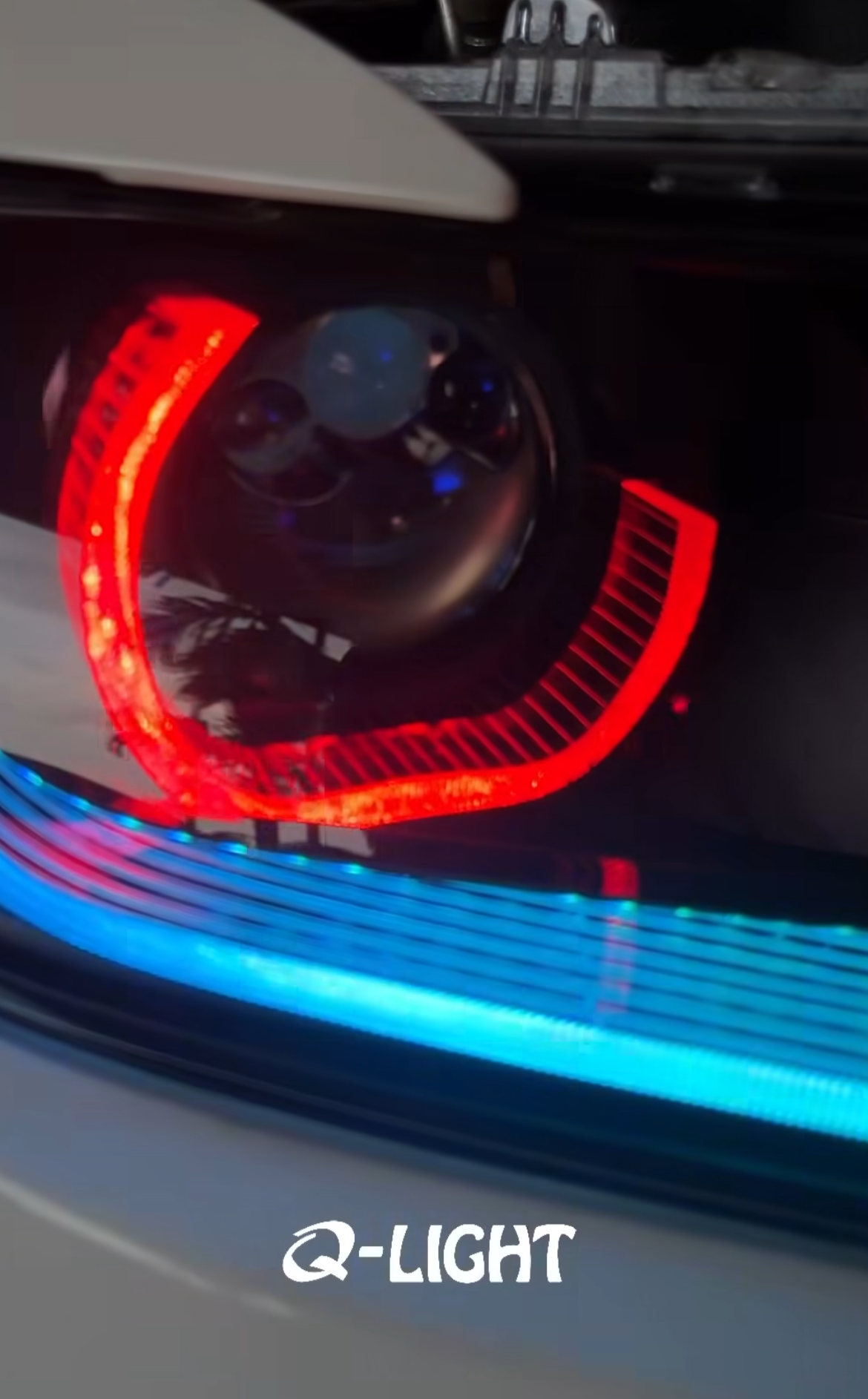 Q-LIGHT 5D Crystal LED Angel Eyes Headlight Shroud - Universal Car Motorcycle Projector Light