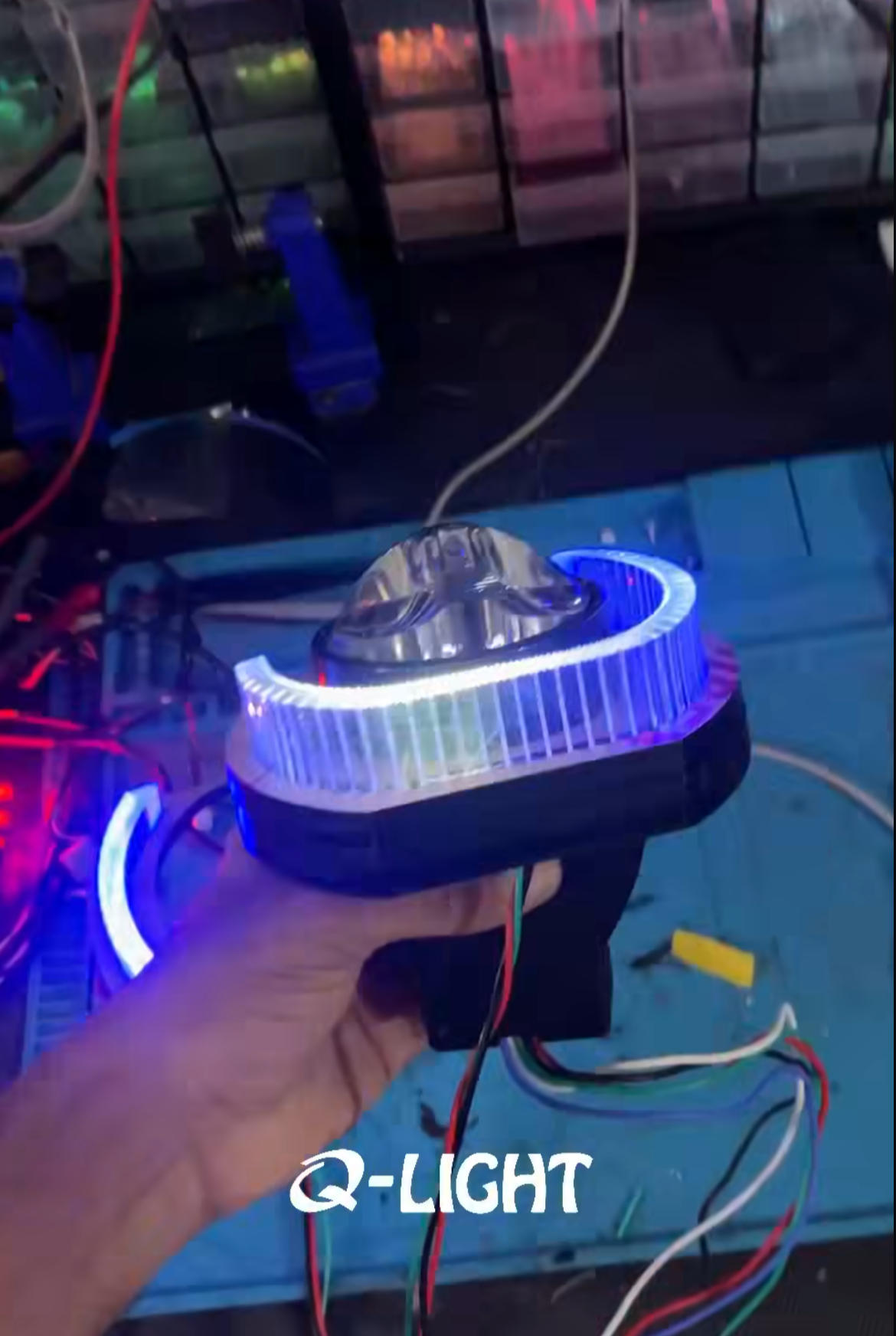 Q-LIGHT 5D Crystal LED Angel Eyes Headlight Shroud - Universal Car Motorcycle Projector Light