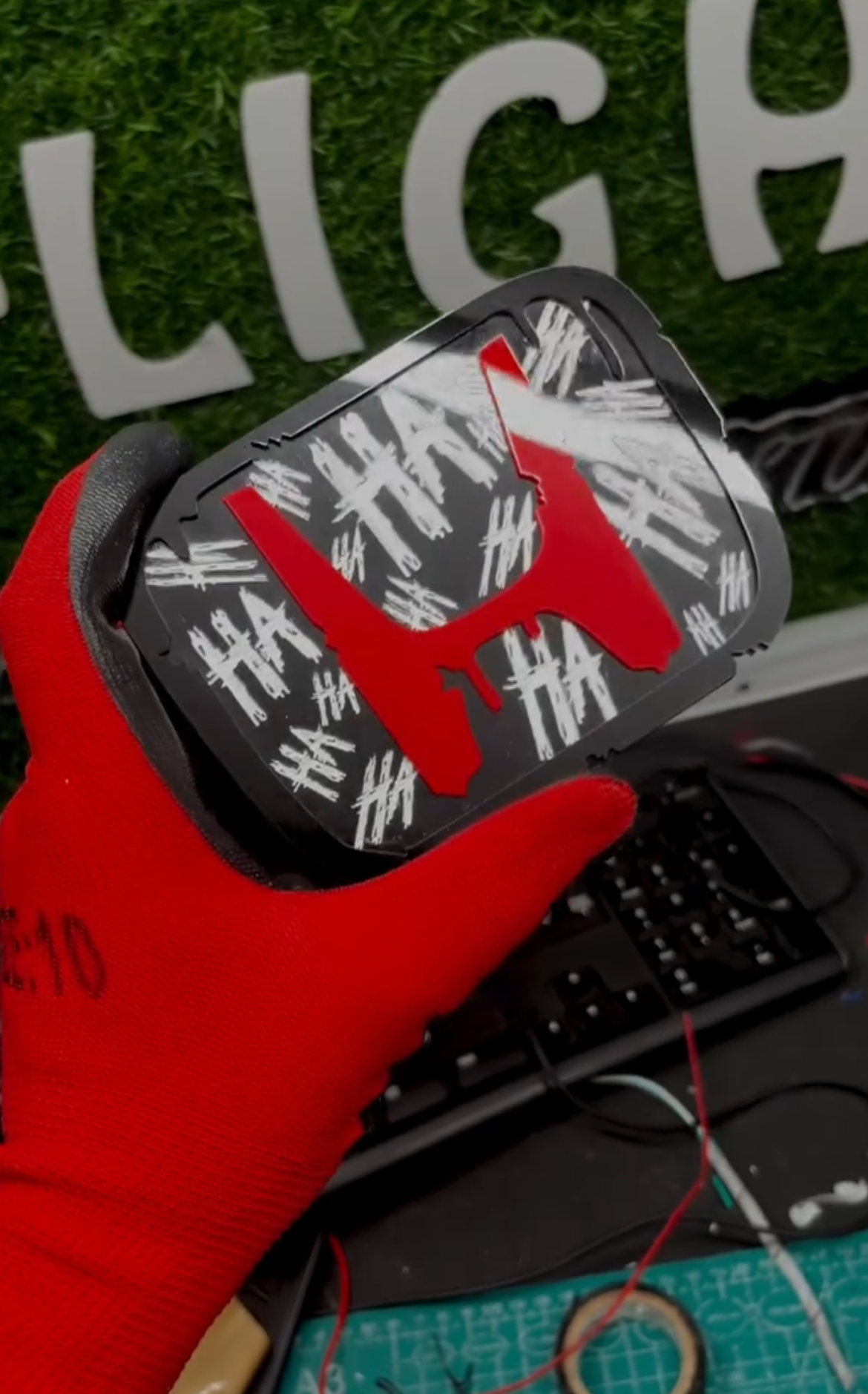 Honda Bleeding Logo Emblem - Custom HA HA HA Design Badge