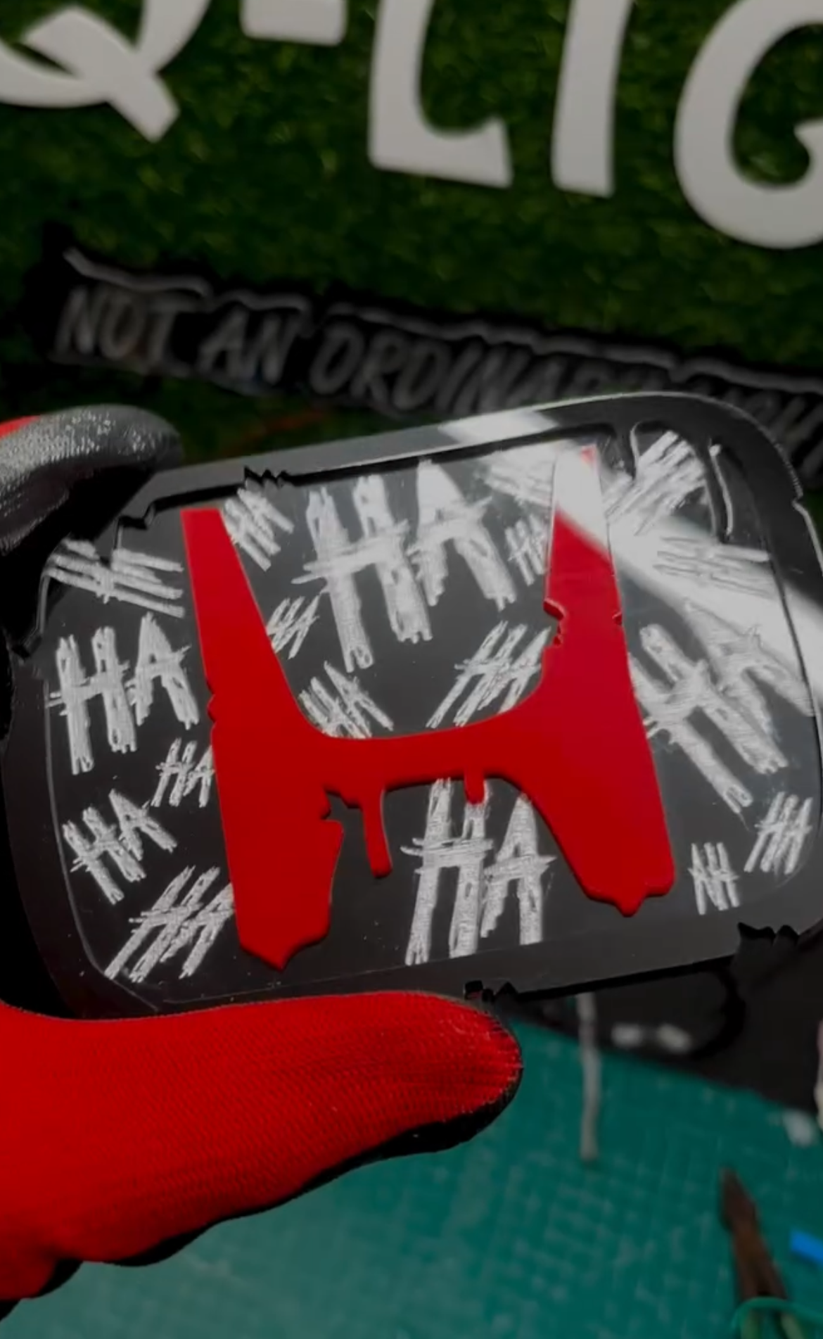 Honda Bleeding Logo Emblem - Custom HA HA HA Design Badge