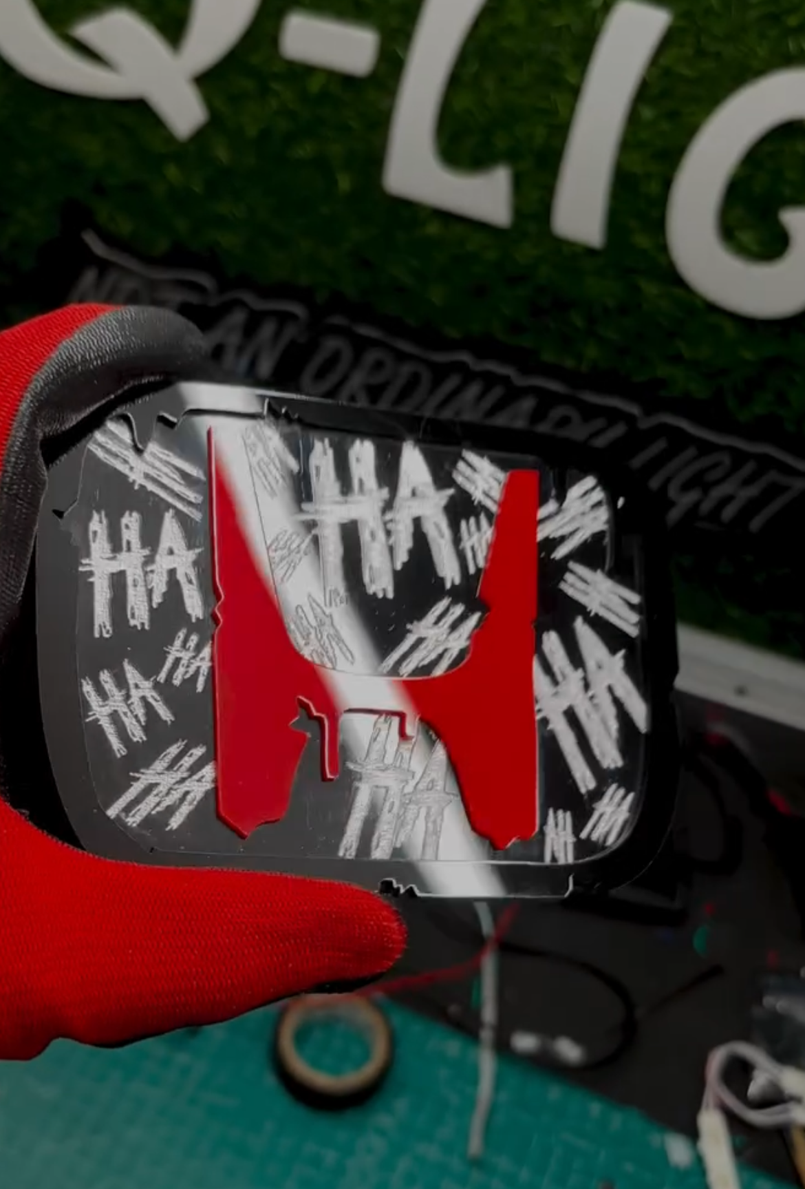 Honda Bleeding Logo Emblem - Custom HA HA HA Design Badge